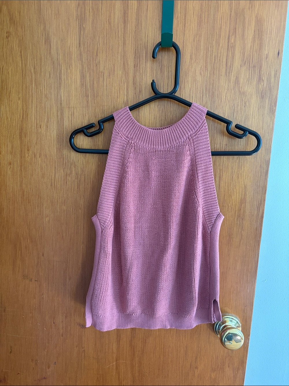 Blue Rain Sleeveless Knit Halter Tank in Dusty Rose